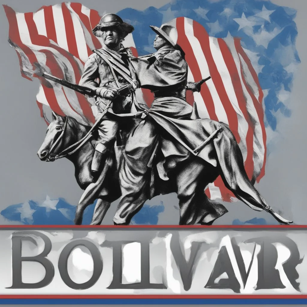 The text "Bolivar appreciates its veterans" with some blue stars and an American flag and a silhouette of a soldier. None of the components of the image should look plastic.