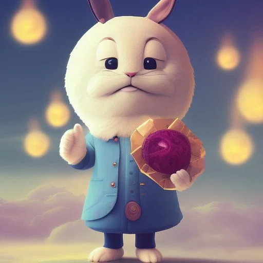 Cute anthropomorphic rabbit holding a mooncake in the diffuse moonlight, clouds swirling, octane rendering,--ar 3:4 - test - creative