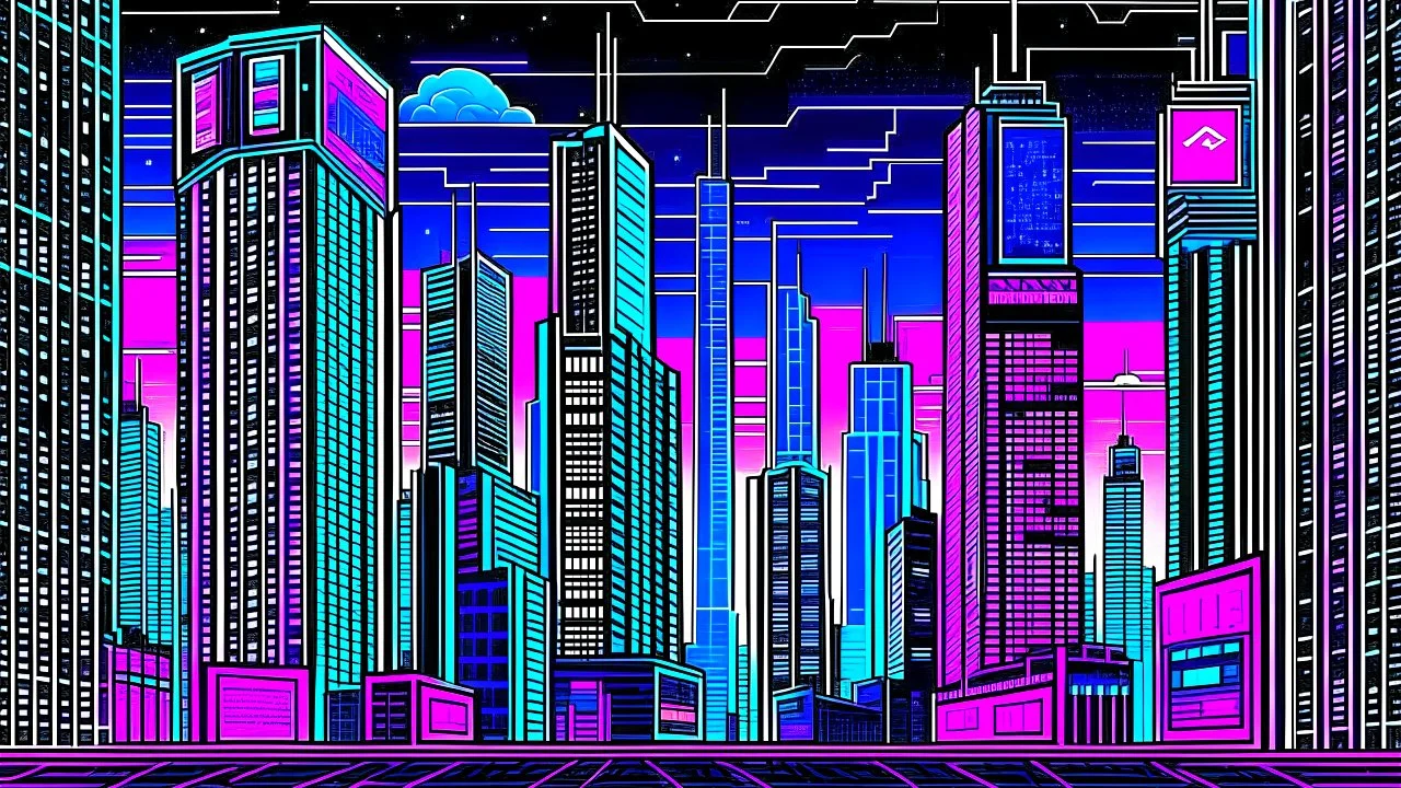 cyber city in the style of basquet