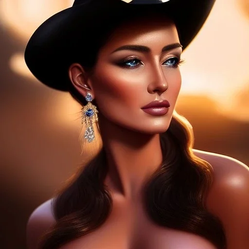 Ultra detailed fullbody Portrait in oil on canvas of beautiful female cowboy,extremely detailed digital painting,ultrarealistic skin,intense stare, extremely detailed face, crystal clear eyes, mystical colors ,perfectly centered image, perfect composition, rim light, beautiful lighting,masterpiece ,8k, stunning scene, raytracing, anatomically correct, in the style of Simon Bisley and uncannyknack and Ohrai Noriyoshi and robert e howard and Steve Jung.