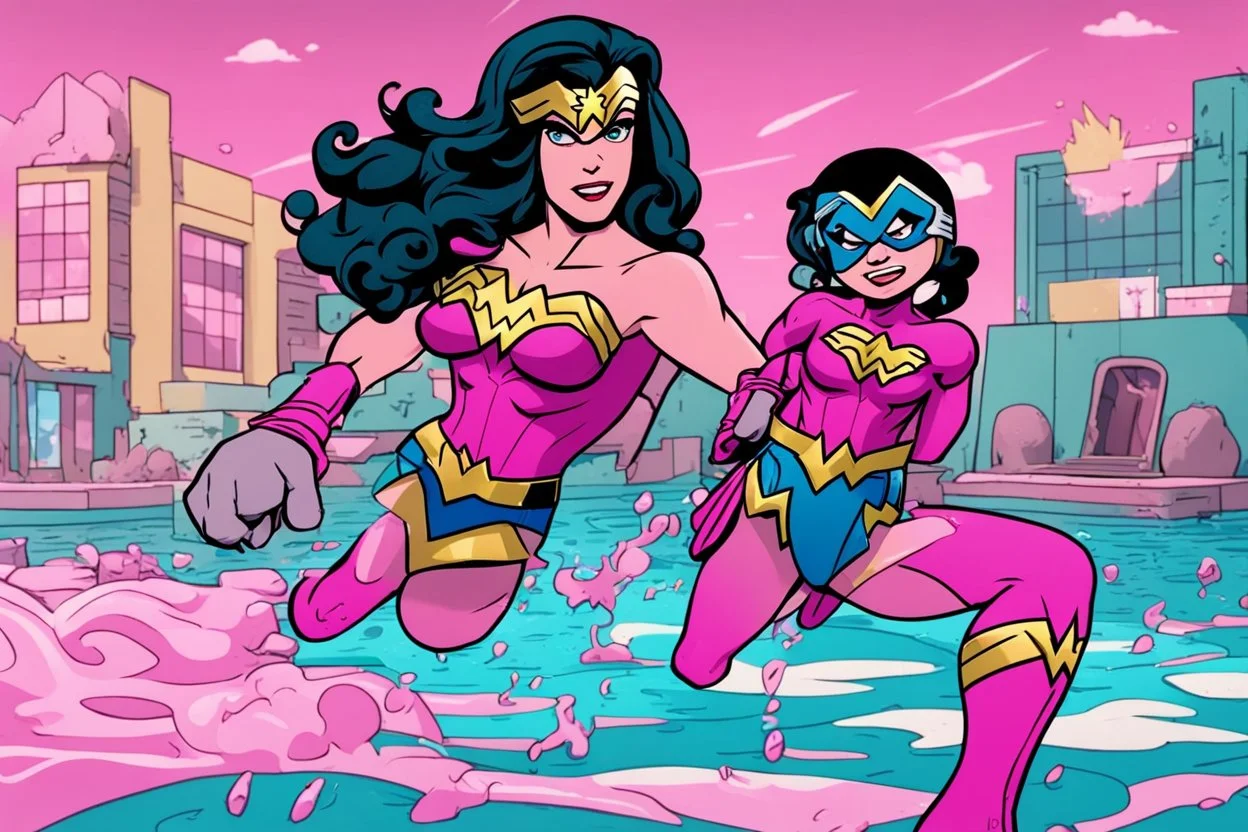 pink swimming Wonder Woman Teen Titans Go