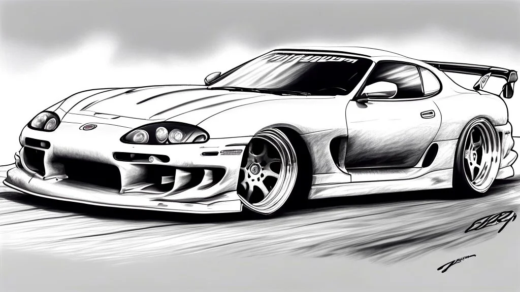 Toyota supra drawing without color | @fs7htoi38iqf