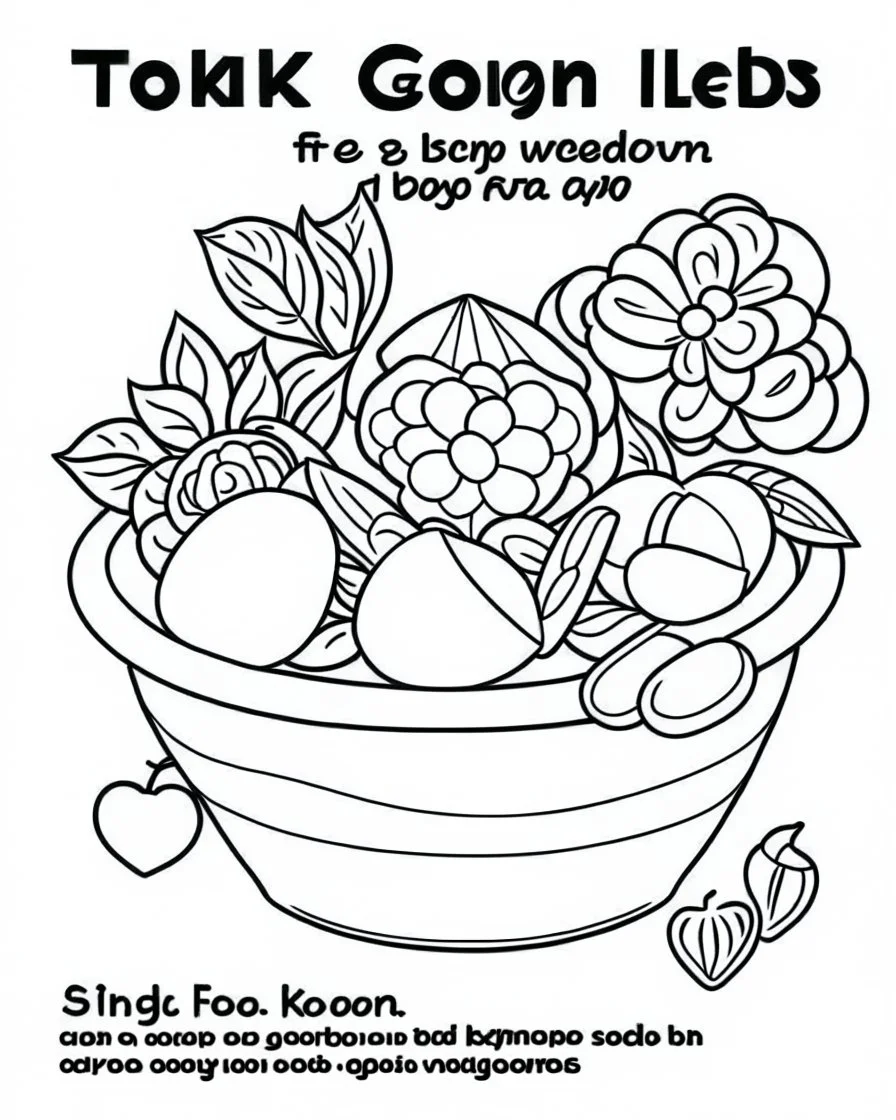 outline art for stoners coloring pages with A very simple and super minimal design featuring a bowl of fruit on a table., white background, sketch style, fully body, only use outline, cartoon style, clean line art, white background, no shadows and clear and well outlined