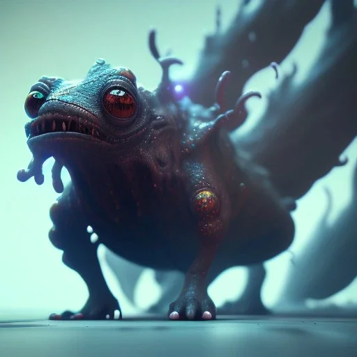 Cute fluid ink creature, big black eyes, unreal engine 5, 8k resolution, photorealistic, ultra detailed