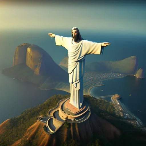 Christ the Redeemer, beautiful, landscape,sunset, unreal engine 5, cinematic lighting, photorealistic, realistic, hyper detailed, 8k, octane render, cinema 4d