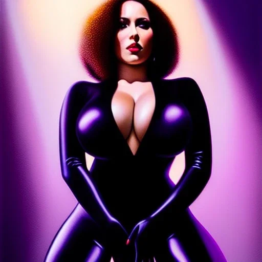 Ultra detailed fullbody Portrait in oil on canvas of beautiful busty fit Black Widow,wearing minimal skintight latex suit, extremely detailed digital painting, extremely detailed face,crystal clear Big Glowing eyes, mystical colors ,perfectly centered image, perfect composition, rim light, beautiful lighting, 8k, stunning scene, raytracing, anatomically correct, in the style of robert e howard and Ken Kelley and Ohrai Noriyoshi and Simon Bisley and tomzj1