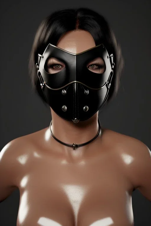 executioner in black leather, mature woman, skintight eye mask, cleavage, evil, angry, steam punk, 8k,dark, bdsm