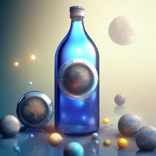 Space in bottle, realistic, unreal engine