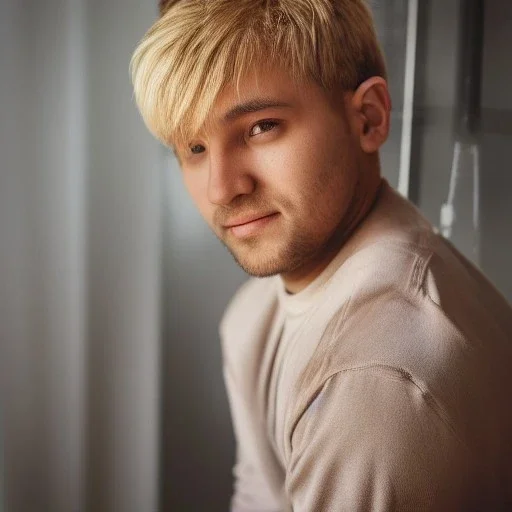 Man with brown eyes and blond hair