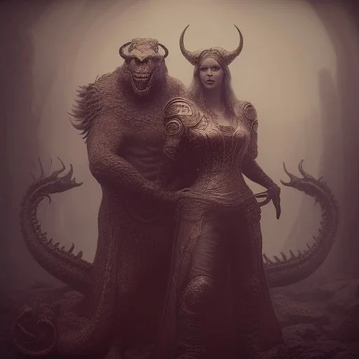 A viking and his wive on a dragon, hr giger, scary, steam punk, realistic, made in octane, cinematic, ultra-realistic, extremely detailed octane rendering, 8K, VRAY Super Real ar 2:3, dof photorealistic futuristic 50mm lens hard lighting dark gray tintype photograph, realistic lighting, sepia color