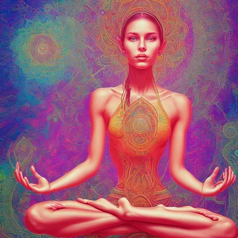 méditation yoga femme dans les champignons ayahuasca