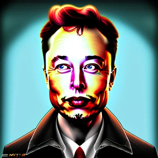 cross-eyed Elon musk caricature