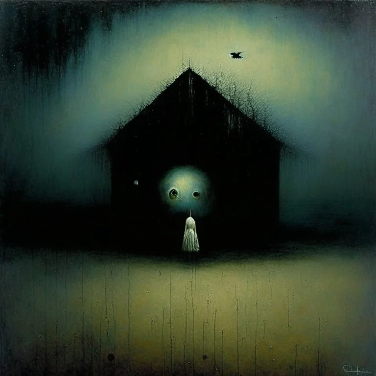 Surreal horror style by Pawel Kuczynski and Stephen Gammell and Kay Neilsen, surreal abstract art, subconscious fear of losing a loved one, sinister orphanage midnight eulogies, unsettling, asymmetric abstractions, surreal masterpiece, creepy, never before seen art of beyond, textured dark oil painting, ρ( ∂t ∂v +v⋅∇v)=−∇p+μ∇ 2 v+f,