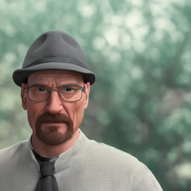 Walter white 8k realistic face with a fedora sitting in a cafe