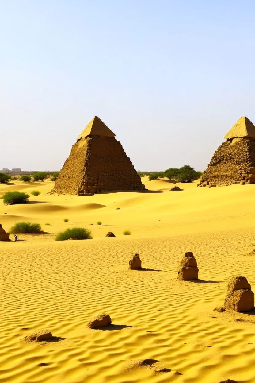 Sudan, small pyramids, tourists