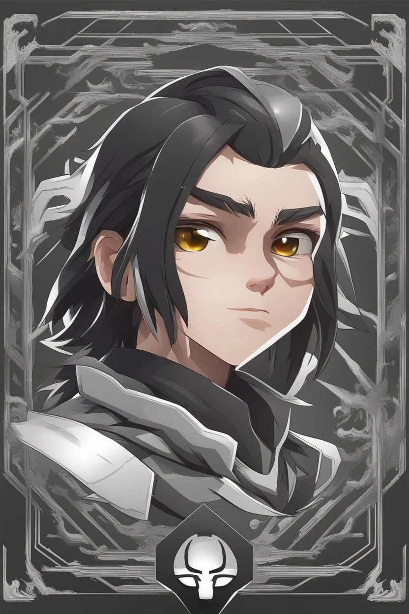 Design gaming yuong man with silver dark hair and bright white eyes avatar logo