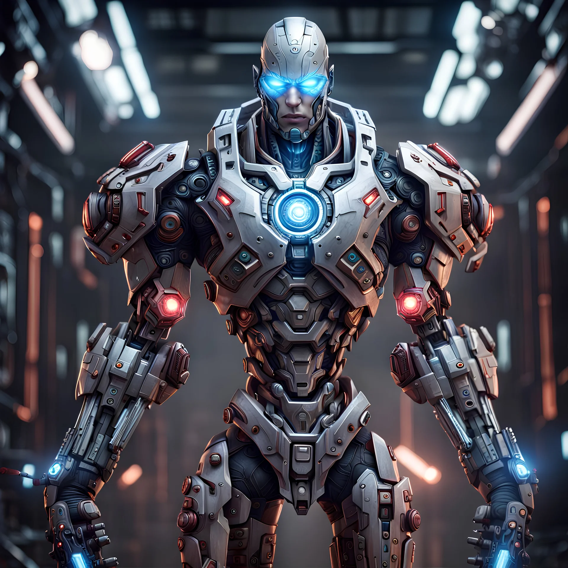 Fhoto full body, reality, Raw, god war, cyborg high tech, with weapon, digital art, intricate details, light eye, powerful composition, captivating, , trending on artstation, sharp focus, studio photo, intricate details, highly detailed, by addie_digi