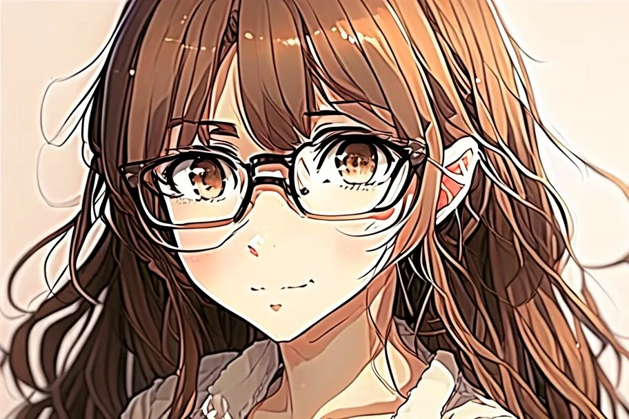 brown haired anime manga pregnant girl with eyeglasses