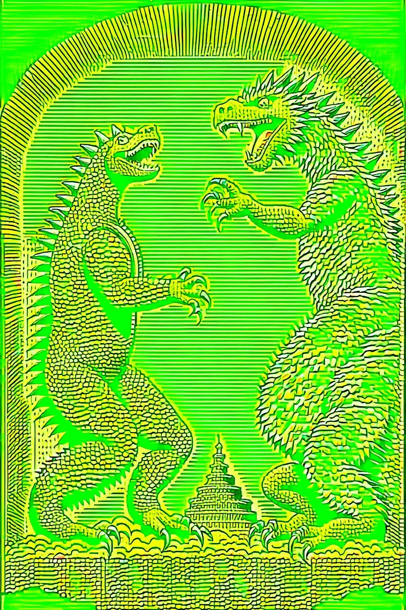 Godzilla fighting the annunaki