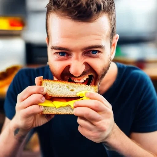 guy eating a sandwich