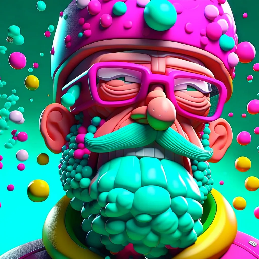 a close up of a person wearing a beanie, digital art, inspired by Kubisi art, behance contest winner, neo-dada, 3 d character concept, he is covered with barnacles, bubblegum body, walter white fortnite skin, elated gaunt onion head, portrait of machine man, high quality portrait, cute artwork, pills, full body shot hyperdetailed --s 750 --q 2