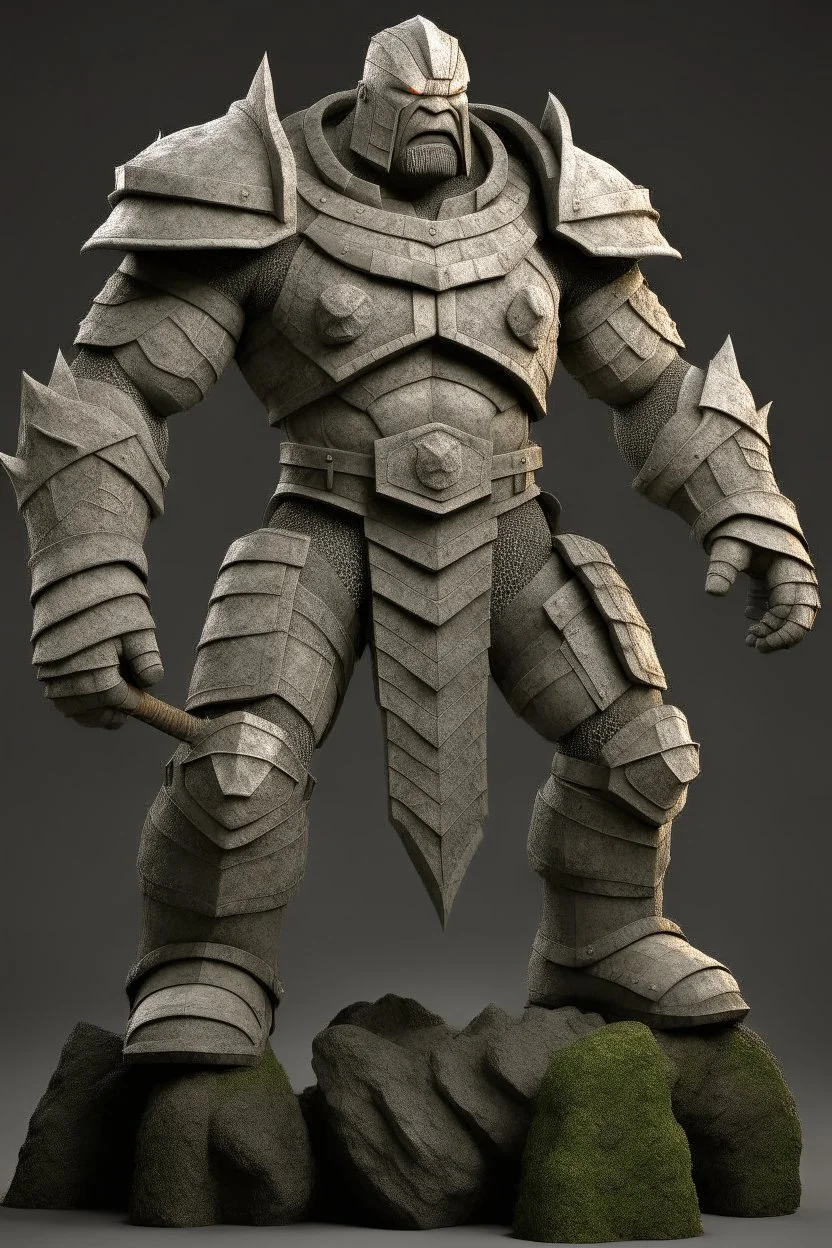 photo realistic stonegolem with daggers