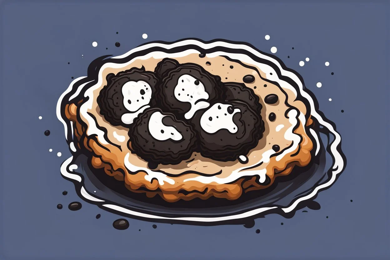 battered deep fried oreo, clean vector style, bold outline