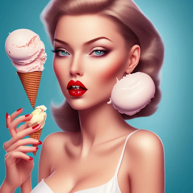 pinup girl eating ice cream