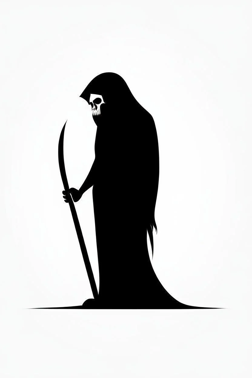 Extremely simple logo representing the shadow of the grim reaper. Black on white background