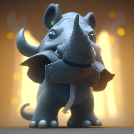 Concept art of Little mascot rhino wearing a hoodie (Pixar art style)++, highly detailed, digital painting, art stations, concept art, smooth, unreal engine 5, god rays, ray tracing, RTX, nanite polygons, lumen lighting, ultra detail, volumetric lighting, 3d, detailed anime, finely drawn, high definition, high resolution, cartoon [ animation, cartoon, drawing, painting, low res, cropped, watermark, jpeg artifacts, low quality, normal quality, bad anatomy, text error, worst quality, blurry thousa