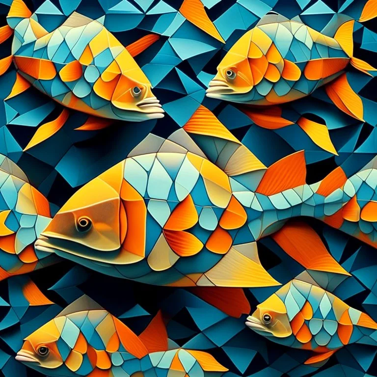 Tessellation, a repeated geometric fish that covers a surface