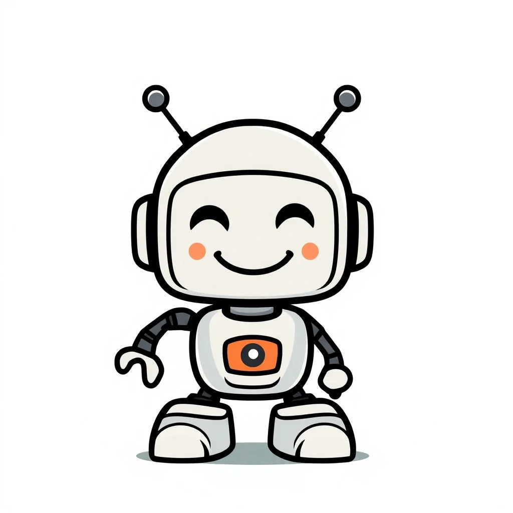 AI LOGO Robot simple, winking face happy