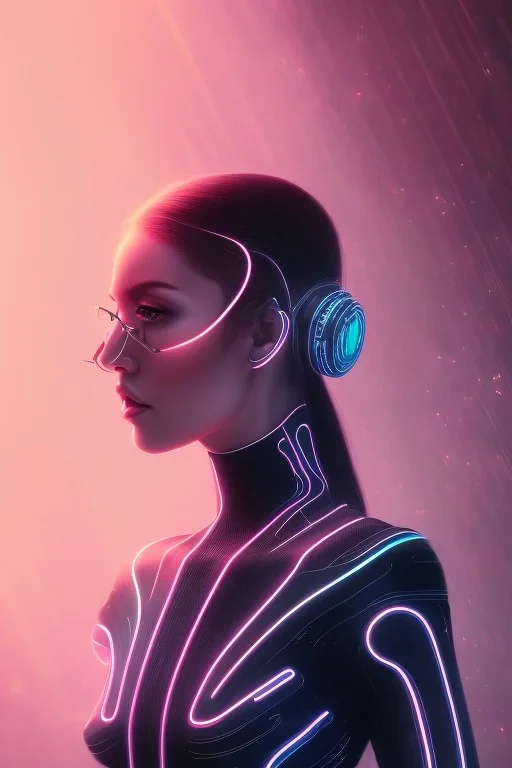 cyberpunk, head, women, portrai, tron