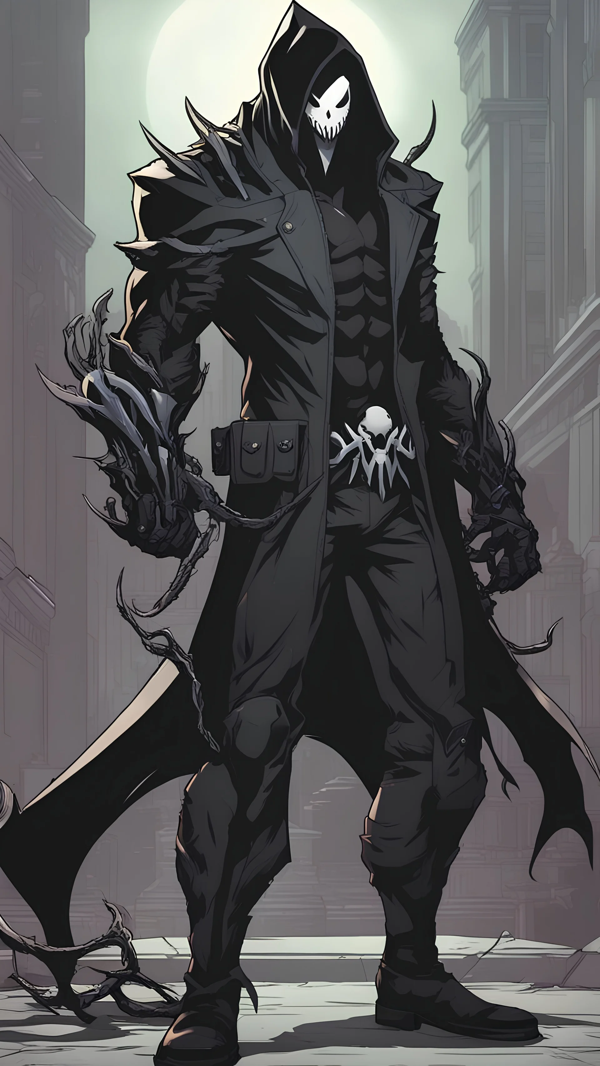 Mix between venom symbiote and Reaper in solo leveling style