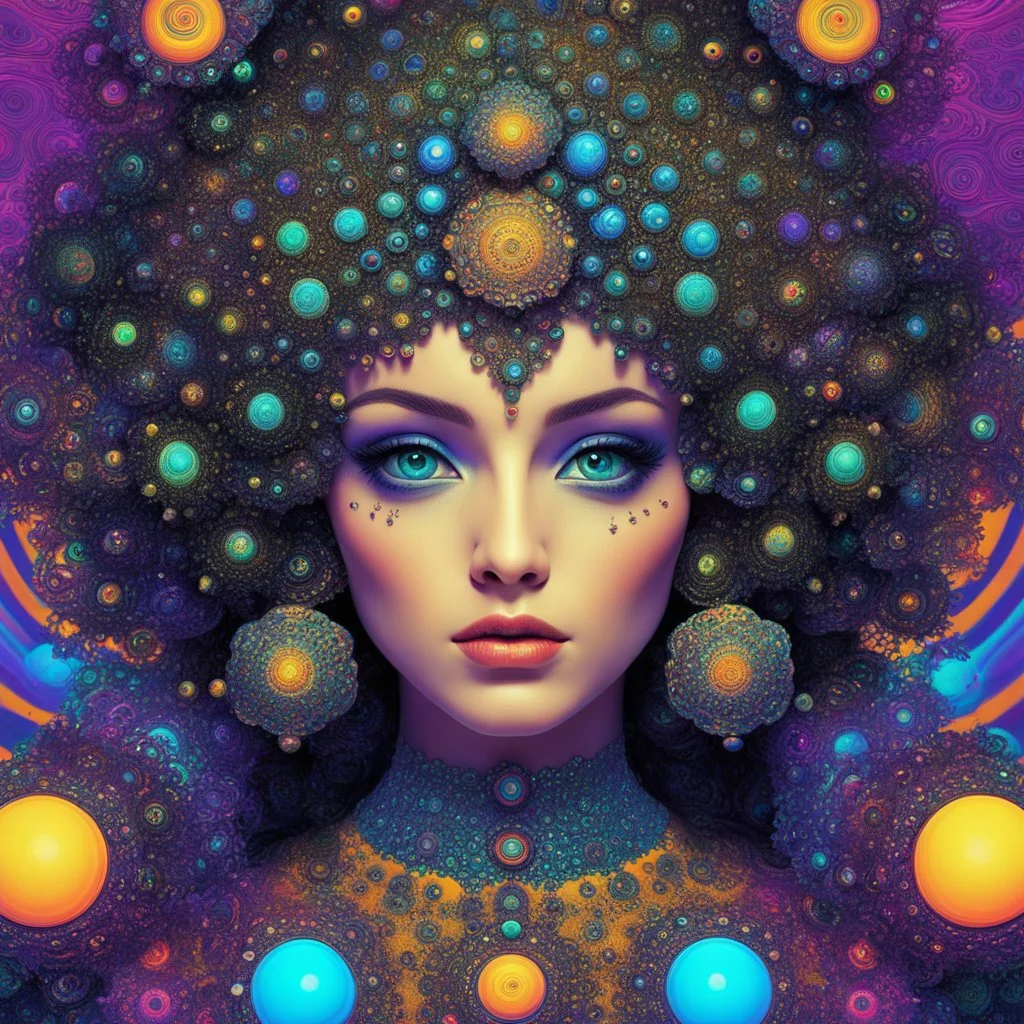 [glitched acid trip by Carlos Ezquerra ] Lady Chance: Her presence was as unpredictable as a roll of the dice, as intricate as the swirling patterns of fractal art, and as vast as the concept of Everything Everywhere All at Once. Her eyes held the depth of a Mandelbulb 3D creation, swirling with colors and patterns that hinted at the secrets of the universe.