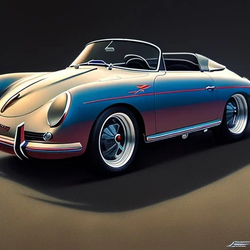 hyperrealism Drawing of 'Porsche 356 Speedster', three quarter frontal aerial view, by gaston bussiere, greg rutkowski, yoji shinkawa, yoshitaka amano, tsutomu nihei, donato giancola, tim hildebrandt,oil on canvas, cinematic composition,Sharp detail,extreme detail,fit full head inside picture,16k