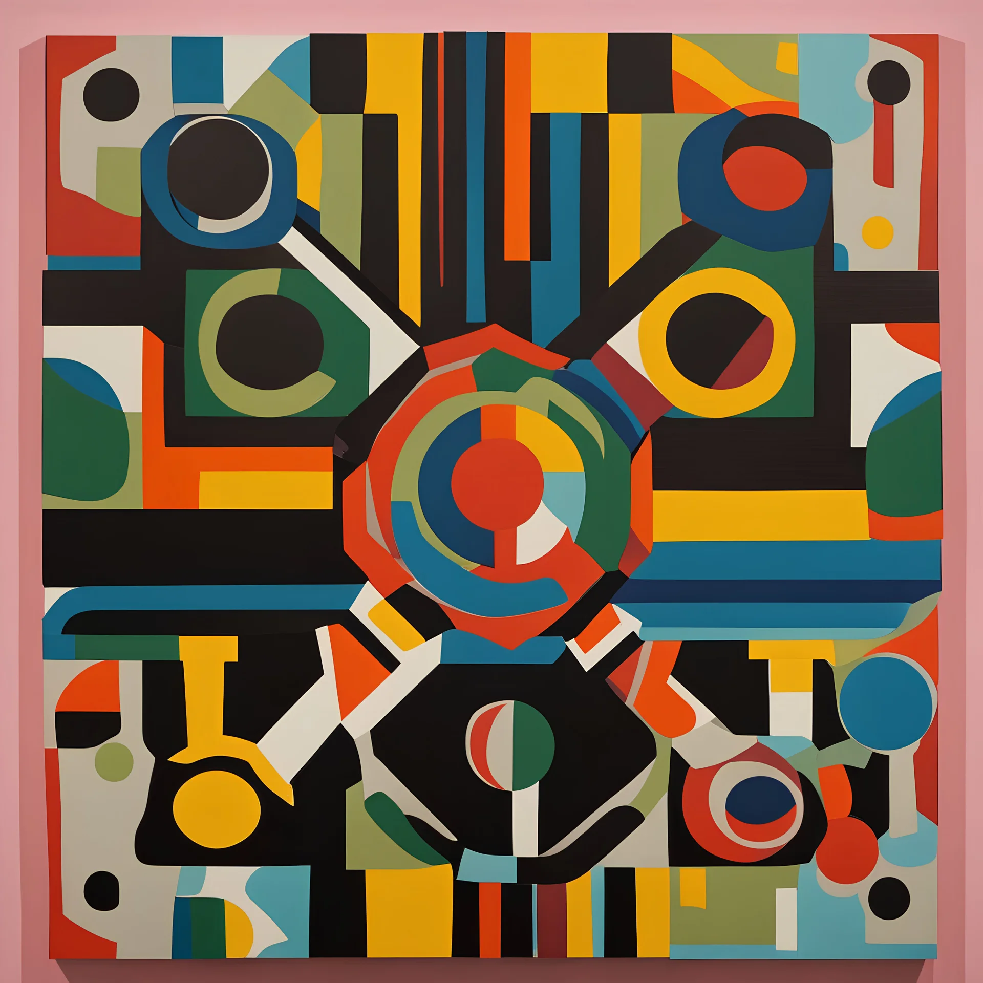 an abstract painting in the form of an octagon in the style of ettore sottsass