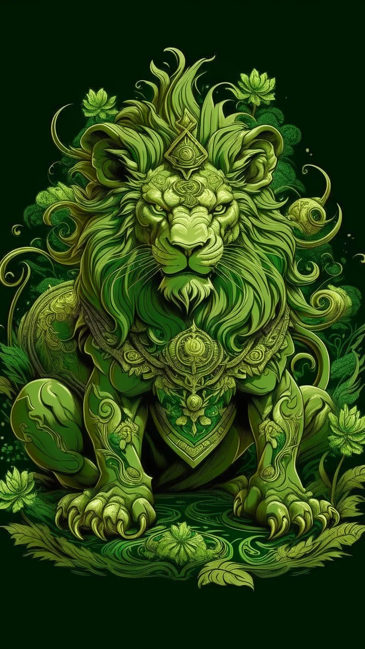 green lion in dragon peplue