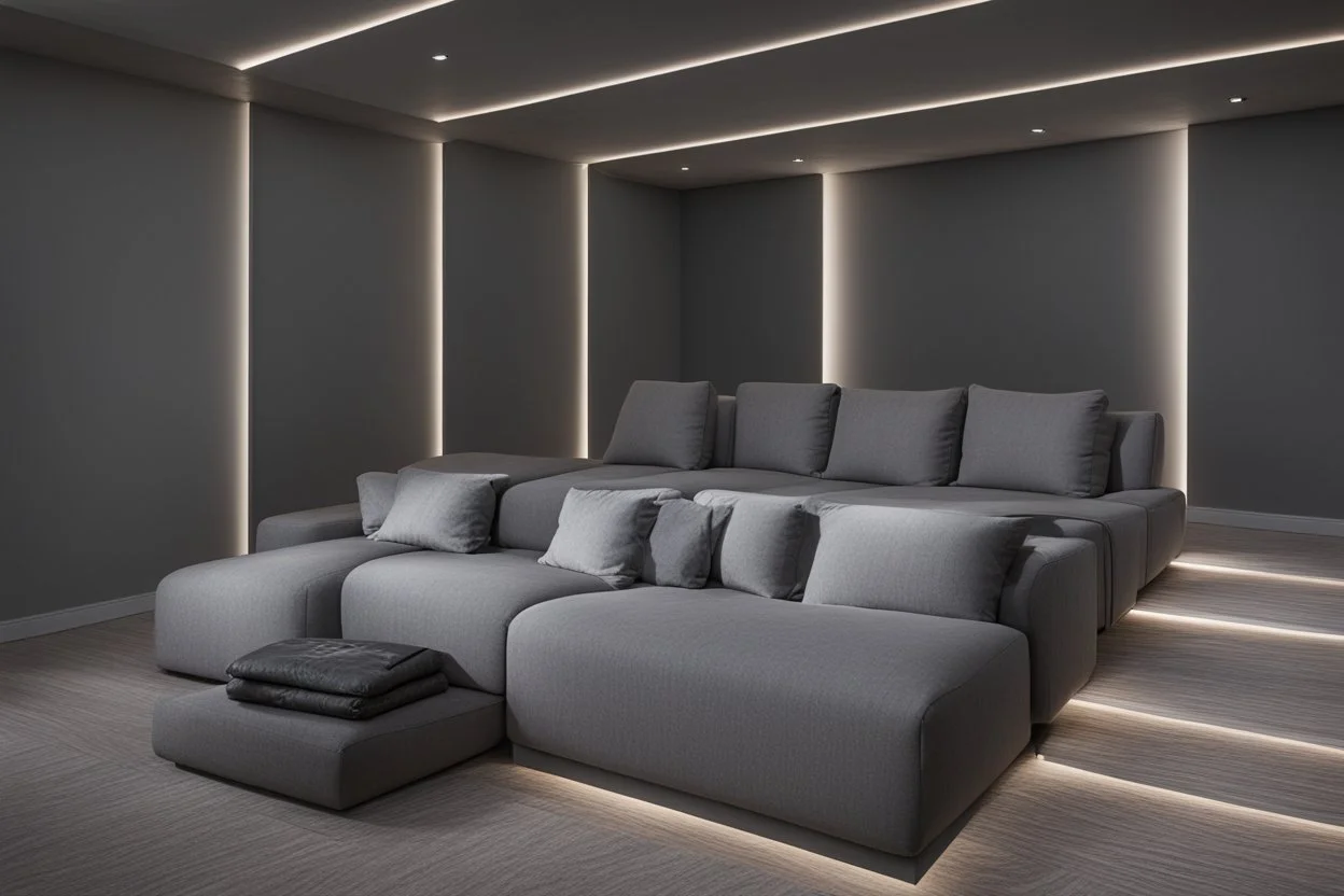 home cinema room with LED lighting in the walls make sure the room is completely symmetrical