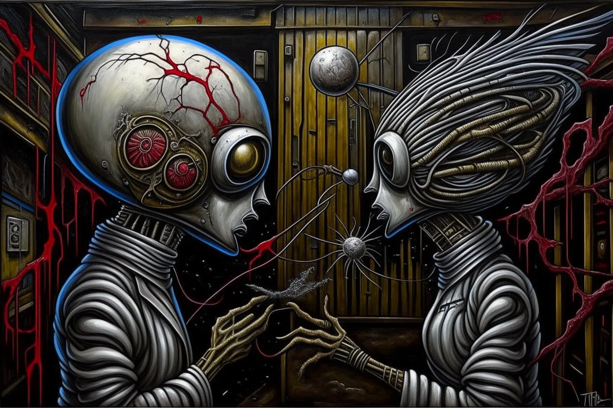 Distorted Unbalanced Reality, by Phlegm and Dave McKean and Santiago Caruso, its all ball bearings, graffiti, surrealism, abstract, psychedelic acrylics