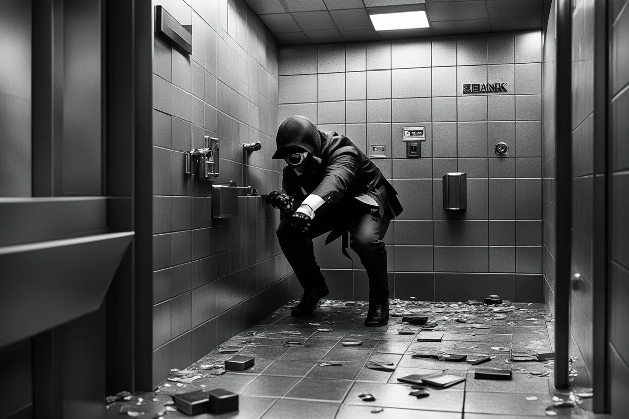 a bank robbery is happening! You cowered in the corner of the dimly lit bank restroom, your heart pounding in your chest like a desperate plea for escape. The suffocating scent of fear mingled with the metallic tang of blood that stained the air. The world outside was swallowed by chaos, as the bank fell victim to the merciless grip of criminals. Just as despair threatened to consume you whole, a flicker of movement caught your eye: Wonder Woman, a figure cloaked in strength and resolve, appeare