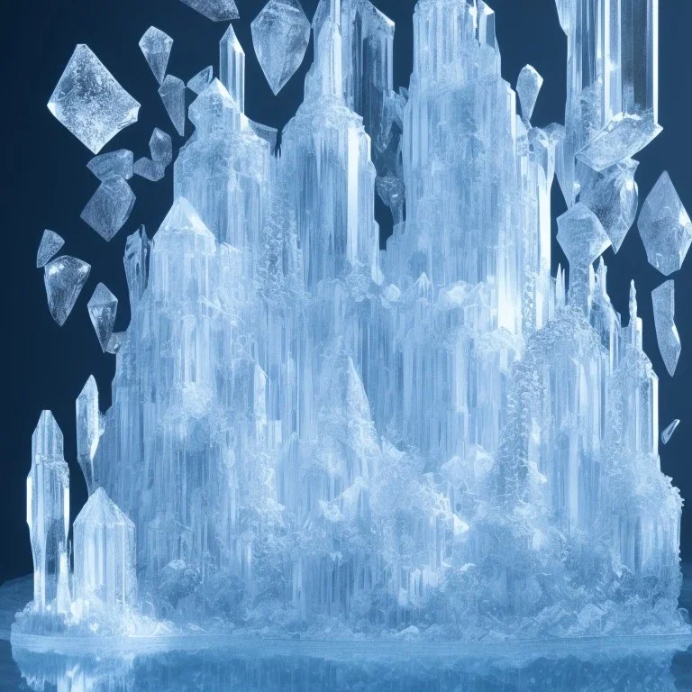 transparent crystal ice castle, rabbits, ice mountain, crystal, ice crystal