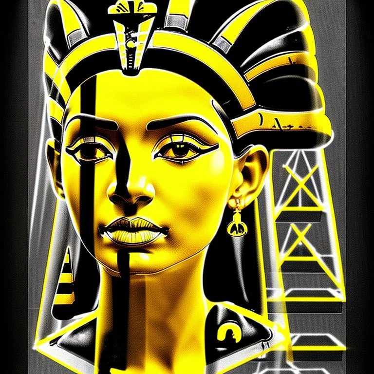 Double exposure of a black and yellow photo of the face of the pharaonic goddess Nefertiti and stairs inside a pyramid, black and yellow photo, a staircase, by John Alexander, stairs, a winding staircase inside a pyramid, inspired by Jerry Schatzberg, stairs to heaven, fine art photography, by Rodolfo Escalara, illustration, by Albert Cotin, beautiful, stairs, inspired by Rudolf Hausner, staircase 1