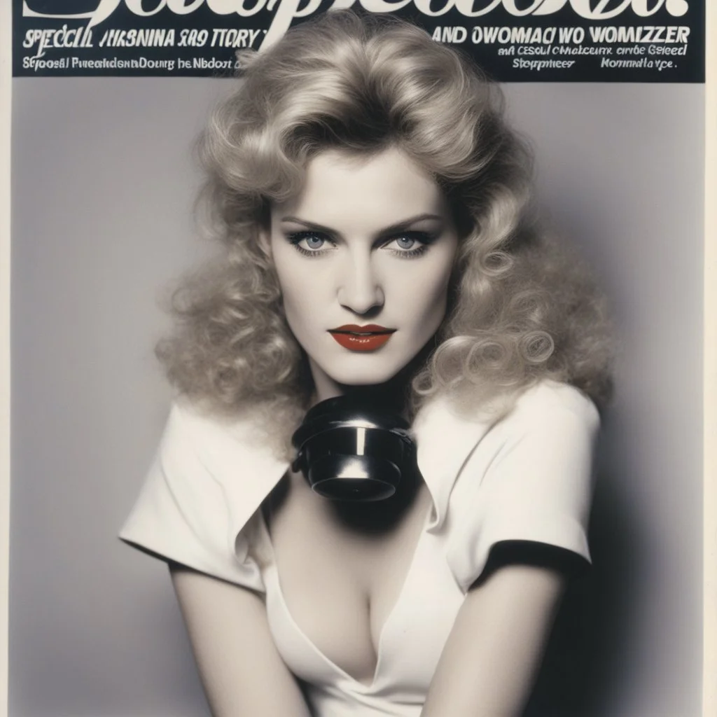 youthful Madonna on the cover of Spiegel catalogue special issue on boots and womanizer toys (1980)