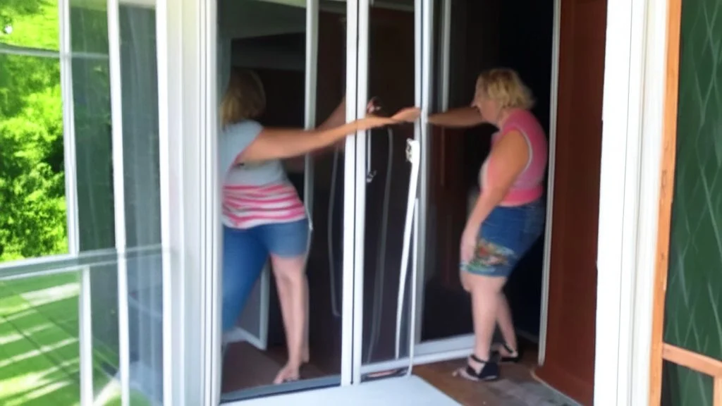 lady upset with installer when screen door is too big and won't fit in the framing