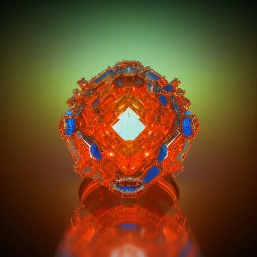 Ring made by wood roots and shreds of glass, orange diamonds sparkles, red rubi fragments around, blue lights reflexes, complex structure, gold details, intricate ring pattern,Unreal Engine 5, lens macro,sharp focus, realistic, hyper detailed, studio lighting, neon light ambient,