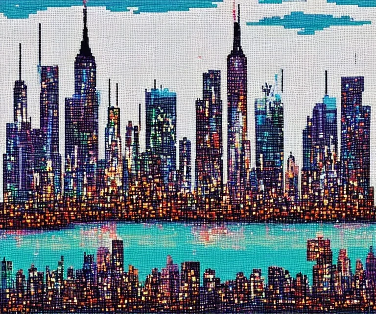 pixel art New York skyline