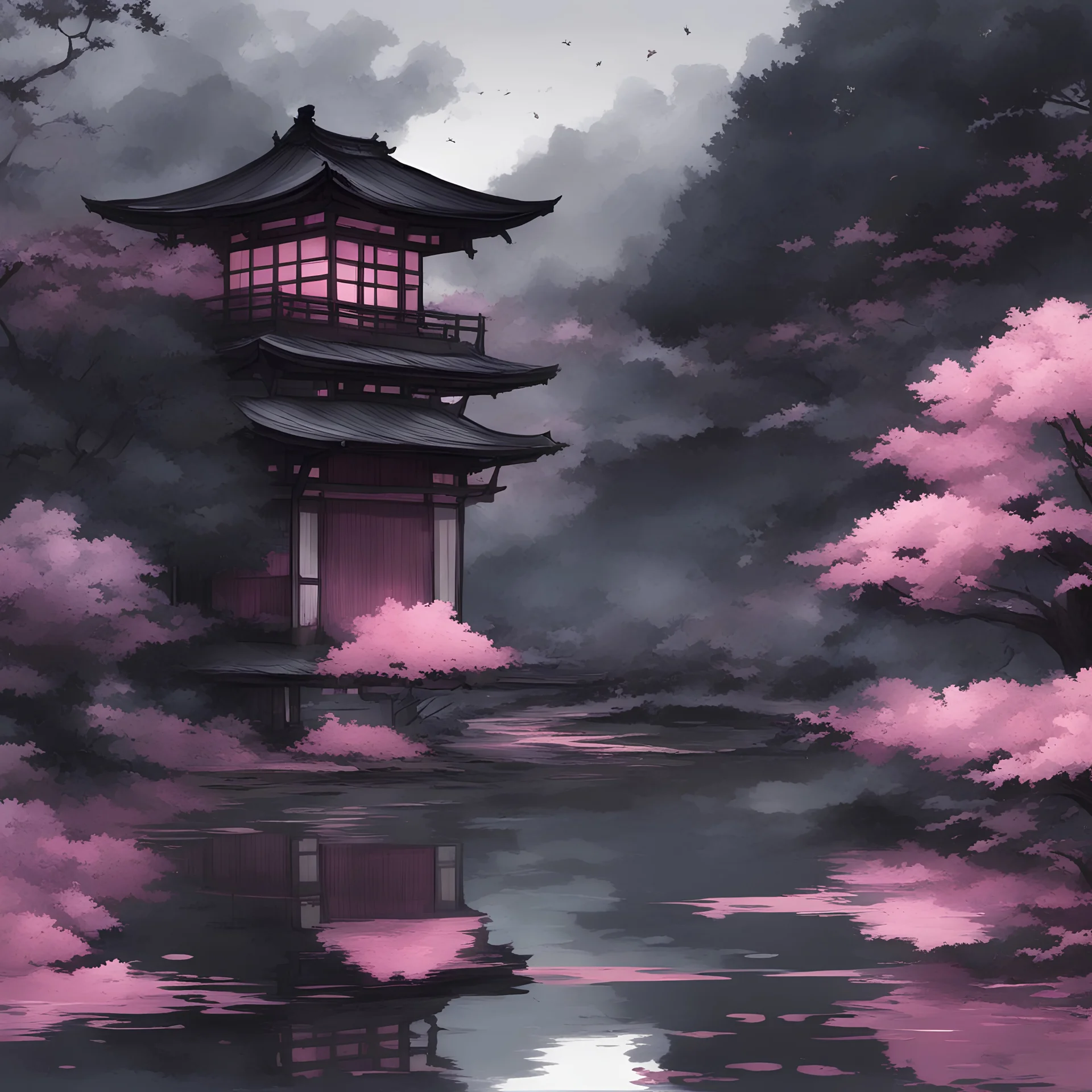 art, fantasy, pink, black, clover, beautiful style, Japan