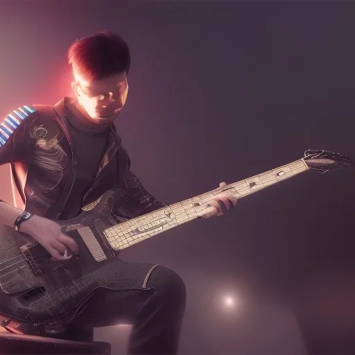 Cyberpunk GUITAR, hyper realistic