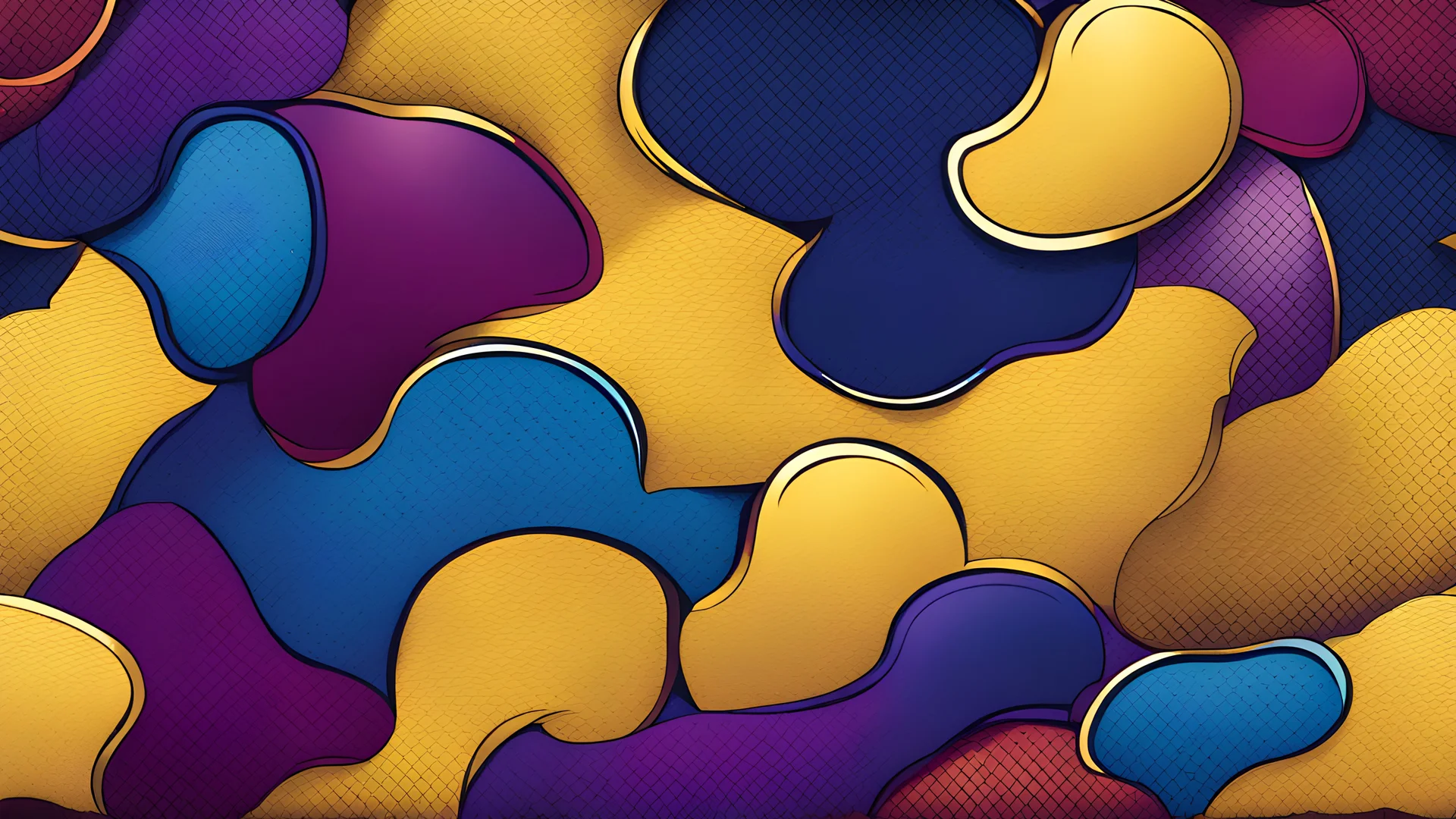 Hyper Realistic Multicolored Comic-Pattern-Texture (Golden, Yellow, Navy-Blue, Maroon & Purple).